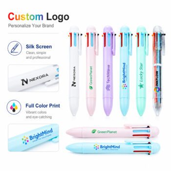 6 color plastic ballpoint pen rowan 1