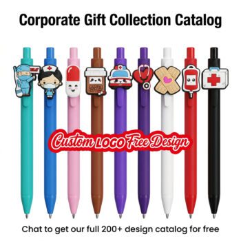 candy color plastic pen with pvc character maron