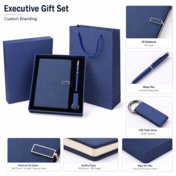 corporate gift set with notebook pen usb drive 1