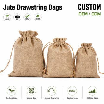 custom natural fiber jute drawstring bags faylan