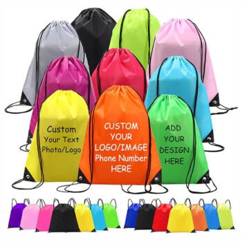 custom printed 210d polyester drawstring bag