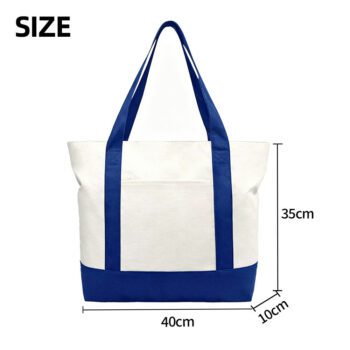 custom printed natural calico canvas tote bag with zipper pocket 1