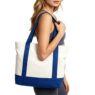 custom printed natural calico canvas tote bag with zipper pocket 3