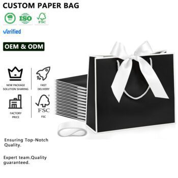 customized paper bag with bow and ribbon taurel