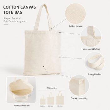 multi size eco friendly canvas tote bag bag 1