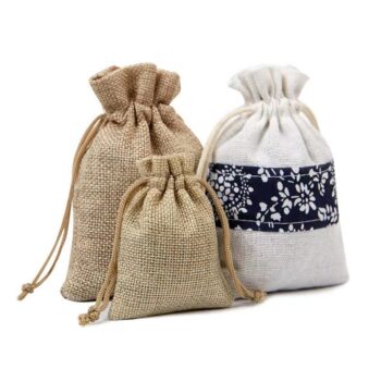 personalized small linen jute drawstring pouch 1