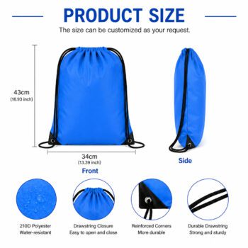 printed 210d polyester drawstring bag hildan 1