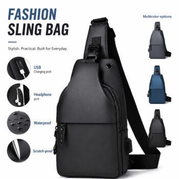 pu leather men sling chest crossbody bag mendal