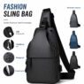 pu leather men sling chest crossbody bag mendal