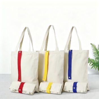 recycled cotton canvas foldable tote bag for corporate swag 1