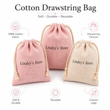 reusable linen drawstring pouch with custom logo nelon
