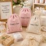 reusable linen drawstring pouch with custom logo nelon 4