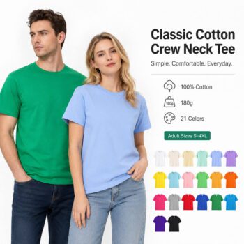 unisex 180gsm 100 cotton crew neck shirt perkins