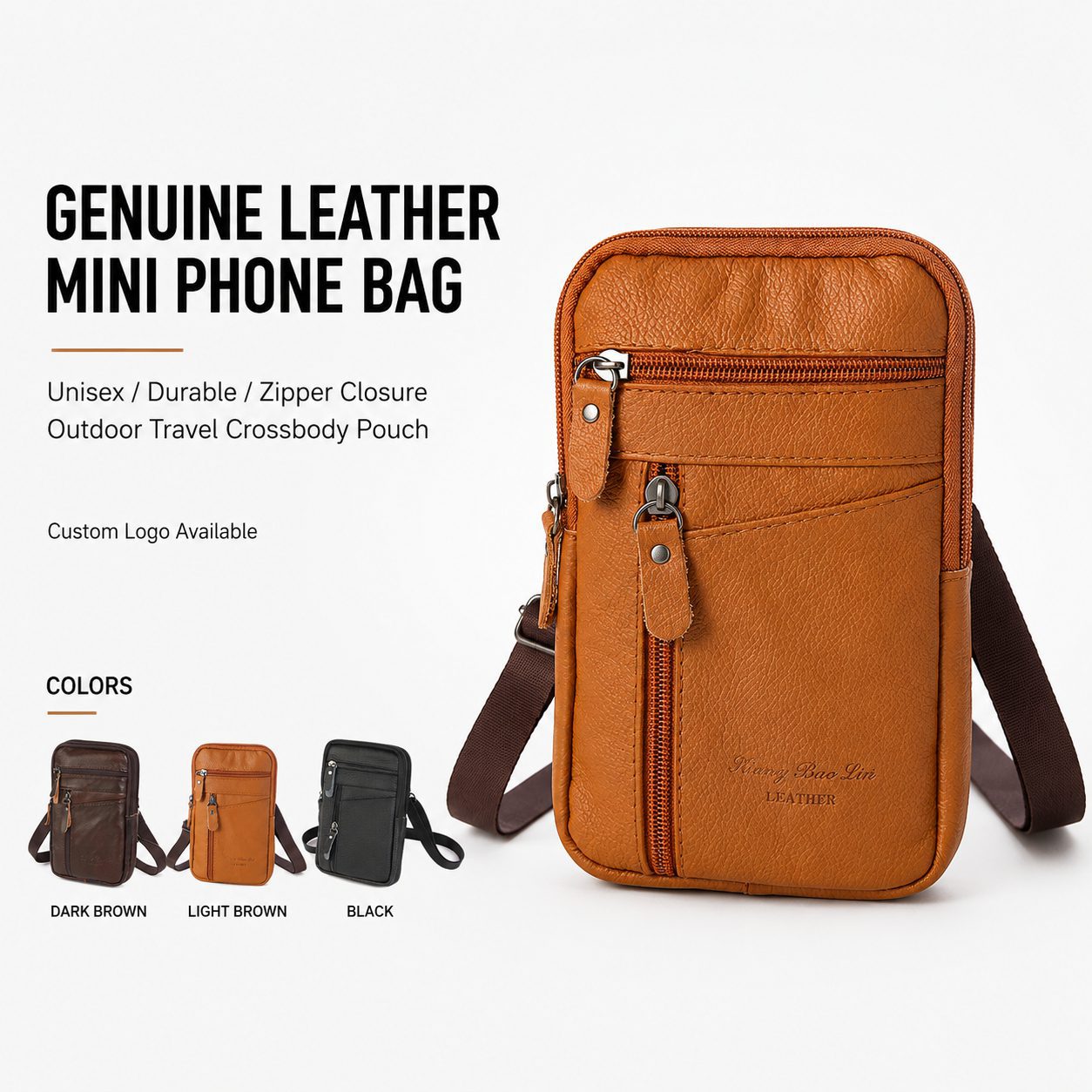 unisex leather zipper closure phone waist bag basset unisex leather zipper closure phone waist bag basset
