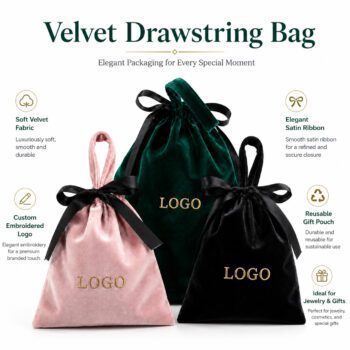 velvet satin drawstring jewelry pouch bag