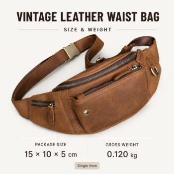 vintage crazy horse leather waist bag parks 1