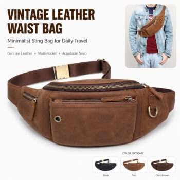 vintage crazy horse leather waist bag parks