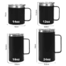 12oz 14oz 16oz 24oz stainless steel coffee mug with handle