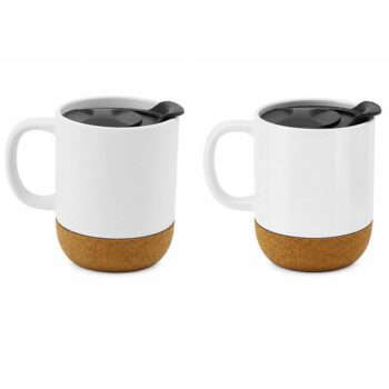 12oz matte ceramic coffee mug with cork base lid