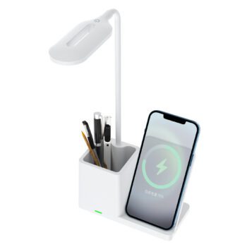 15w wireless charger desk lamp with pen holder phone stand 1