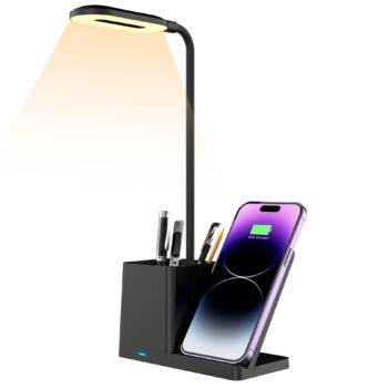 15w wireless charger desk lamp with pen holder phone stand