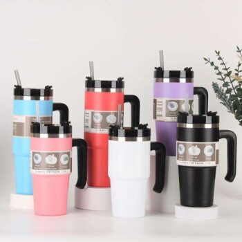 2030oz stainless steel double wall tumbler with straw