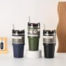 20oz stainless steel insulated tumbler with straw 3
