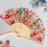 21cm classic folk art painted bamboo folding fan 2