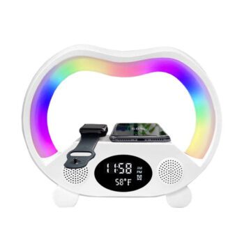 3 in 1 wireless charger station with rgb light speaker