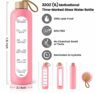 32oz motivational glass water bottle with silicone sleeve bamboo lid 2
