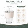 400ml glass tumbler with pu leather sleeve straw 2