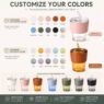 400ml glass tumbler with pu leather sleeve straw 5