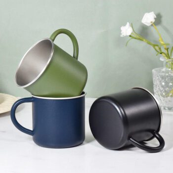 400ml single wall campfire coffee mug with handle