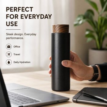 400ml wood grain lid insulated stainless steel thermal flask 1
