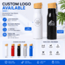 500ml stainless steel sports water bottle with bamboo lid 3