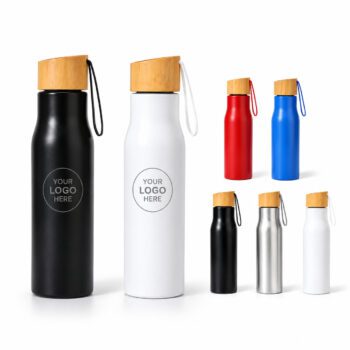 500ml stainless steel sports water bottle with bamboo lid