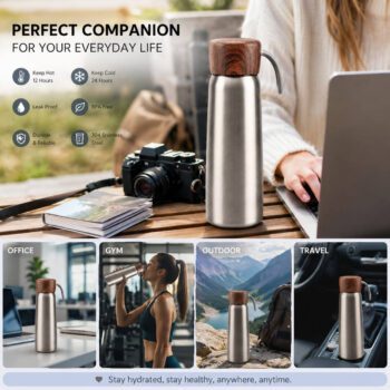 500ml wood grain lid stainless steel thermos bottle 1