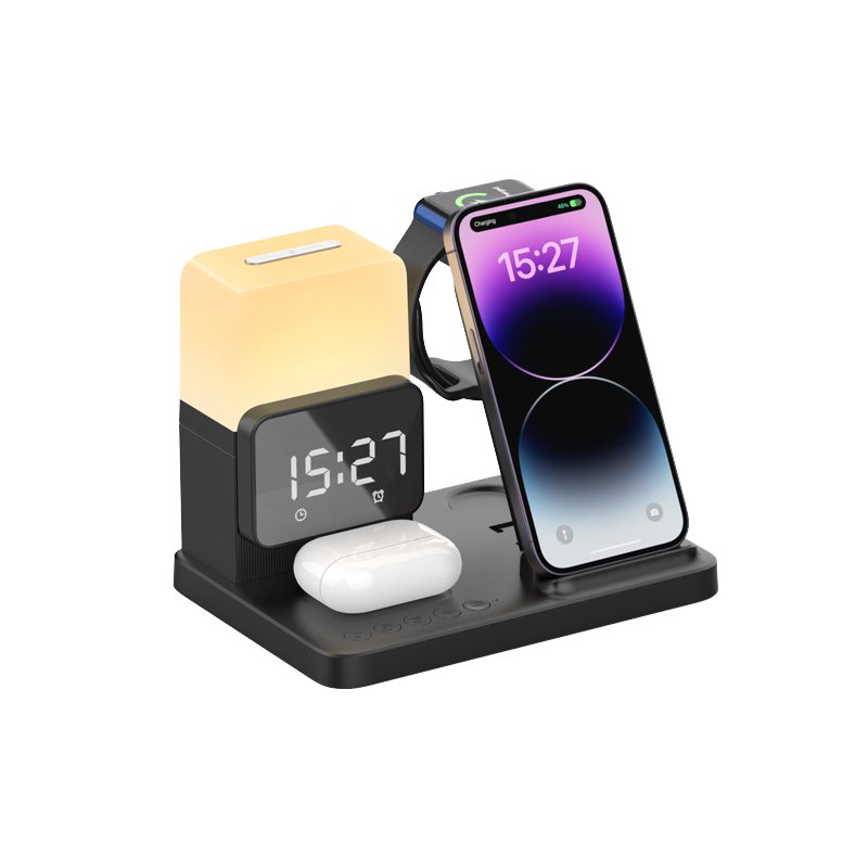 6 in 1 desktop wireless charger with alarm and lamp 6 in 1 desktop wireless charger with alarm and lamp