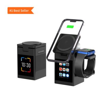 6 in 1 wireless charging station with bt speaker clock 1