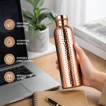 800ml hammered copper ayurvedic water bottle 1