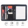 a4 pu leather black zippered file portfolio organizer folder 1