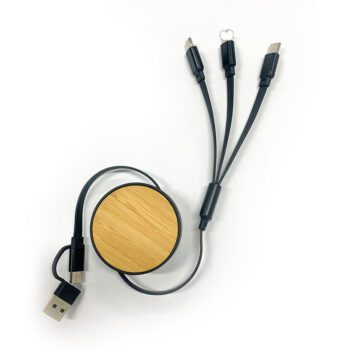 bamboo 6 in 1 retractable charging cable with usb c lightning
