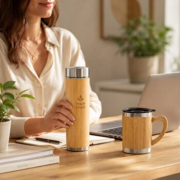 bamboo insulated stainless steel thermos water bottle 1