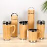 bamboo insulated stainless steel thermos water bottle 4