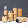 bamboo insulated stainless steel thermos water bottle 5