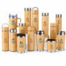 bamboo insulated stainless steel thermos water bottle