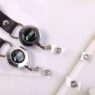 black printed breakaway lanyard with metal badge reel set 1