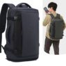 box style pu leather travel laptop backpack with shoe compartment 5