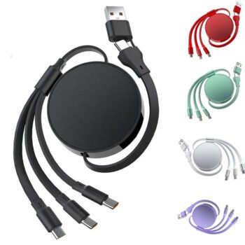 branded 100w 6 in 1 retractable usb c fast charger cable