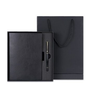 corporate leather notebook pen gift set